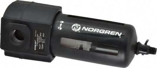 Norgren F74G-4AN-QP1 1/2" Port, 7.95" High x 3.15" Wide Standard Filter with Polycarbonate Bowl, Manual Drain