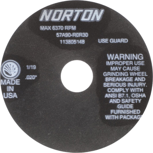 Norton 66252822954 Cutoff Wheel 6" Dia, 0.02" Thick, 1-1/4" Hole, Aluminum Oxide