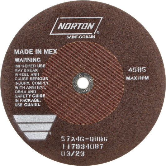 Norton 66253122816 Cut-Off Wheel 10" Dia, 1/16" Thick, 5/8" Hole, Aluminum Oxide