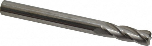 Kyocera SGS Precision Tools 38025 Corner Radius End Mill 1/4" Dia, 3/4" LOC, 0.045" Radius, 4 Flutes, Solid Carbide