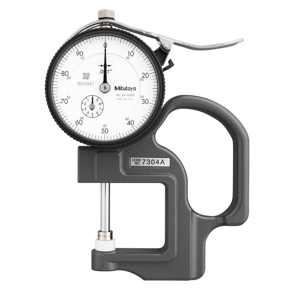 Mitutoyo 7304A 0 to 1" Measurement, 0.001" Graduation, 1.1811" Throat Depth, Dial Thickness Gage