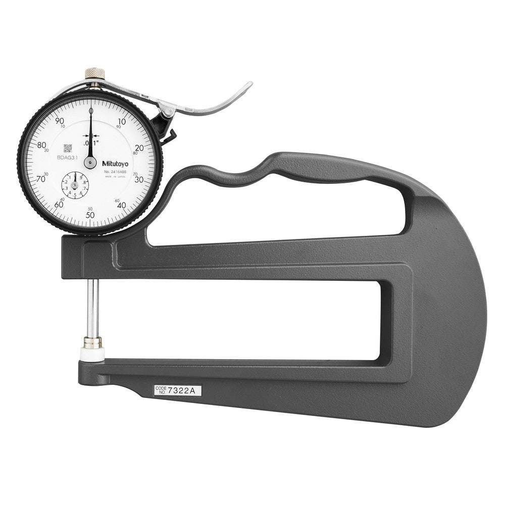 Mitutoyo 7322A 0 to 1" Measurement, 0.001" Graduation, 4.7244" Throat Depth, Dial Thickness Gage