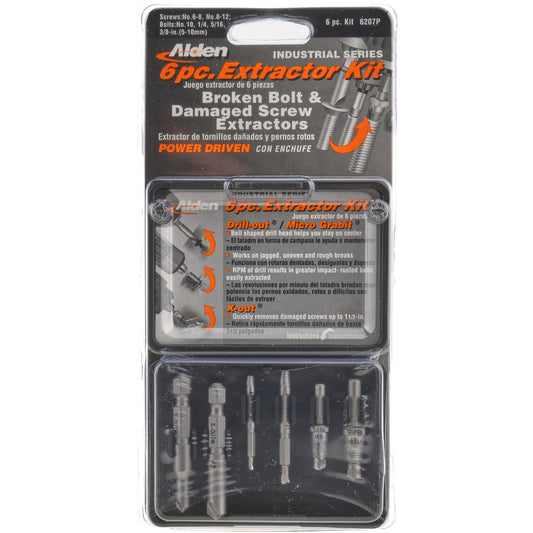 Alden 6207P Power & Quick-Connect Screw Extractor & Drill 6 Pc