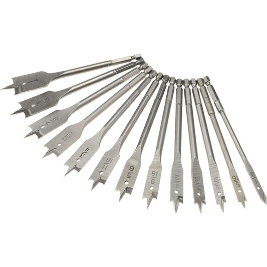 Mag-Bit 792.1300P Drill Bit Set Spade Drill Bits, 13 Pc, 1" Drill Bit Size, 130 &deg, Carbon Steel