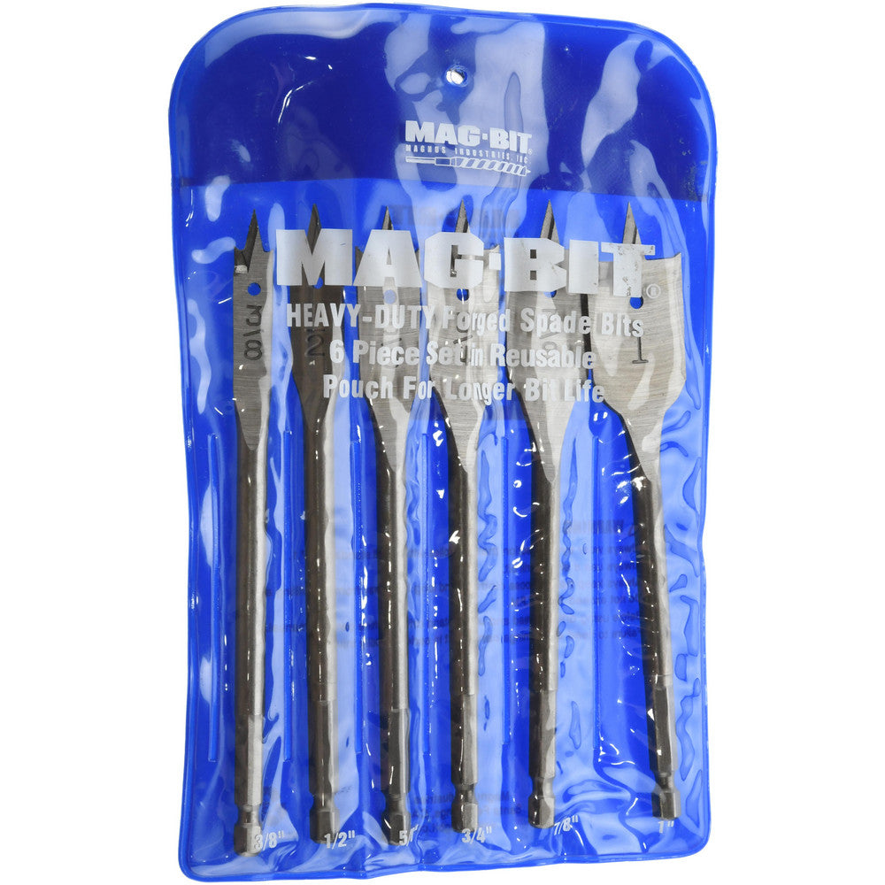 Mag-Bit 792.6000P Drill Bit Set Spade Drill Bits, 6 Pc, 1" Drill Bit Size, 60 &deg, Carbon Steel