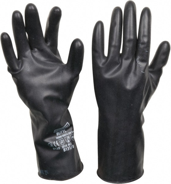 North B131/8 Chemical Resistant Gloves Size Medium, 13.00 Thick, Butyl, Unsupported,