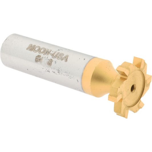 Made in USA Milling Cutters TC406-TIN Woodruff Keyseat Cutter 0.75" Cut Dia, 0.125" Cut Width, 1/2" Shank Dia, Straight Tooth