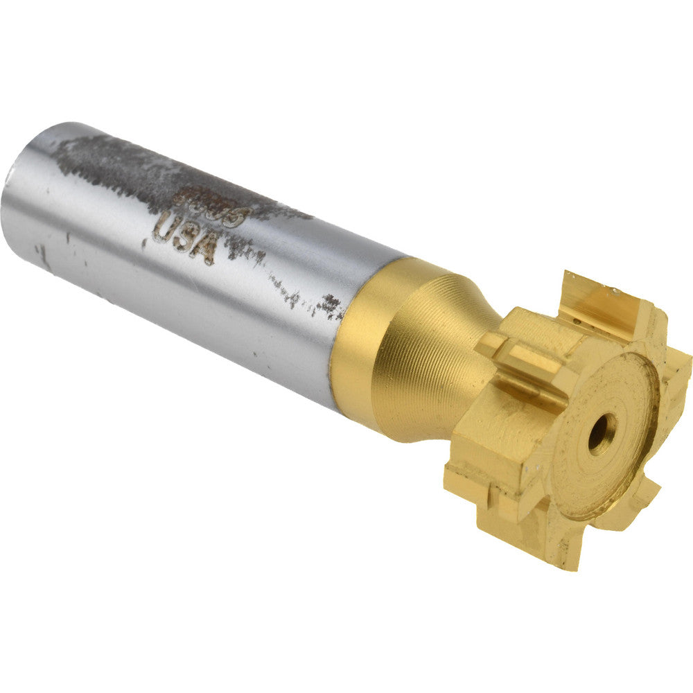 Made in USA Milling Cutters TC806-TIN Woodruff Keyseat Cutter 3/4" Cut Dia, 1/4" Cut Width, 1/2" Shank Dia, Straight Tooth