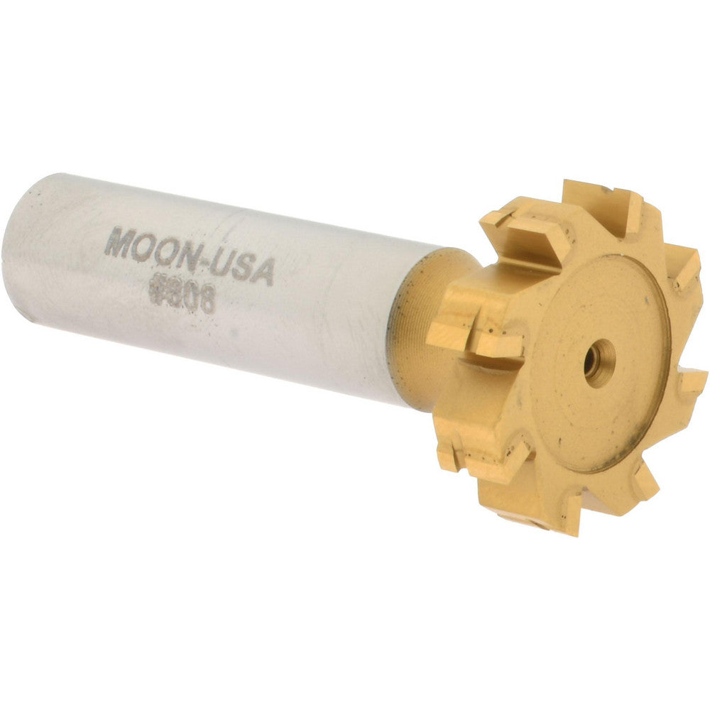 Made in USA Milling Cutters TC808-TIN Woodruff Keyseat Cutter 1" Cut Dia, 0.25" Cut Width, 1/2" Shank Dia, Straight Tooth