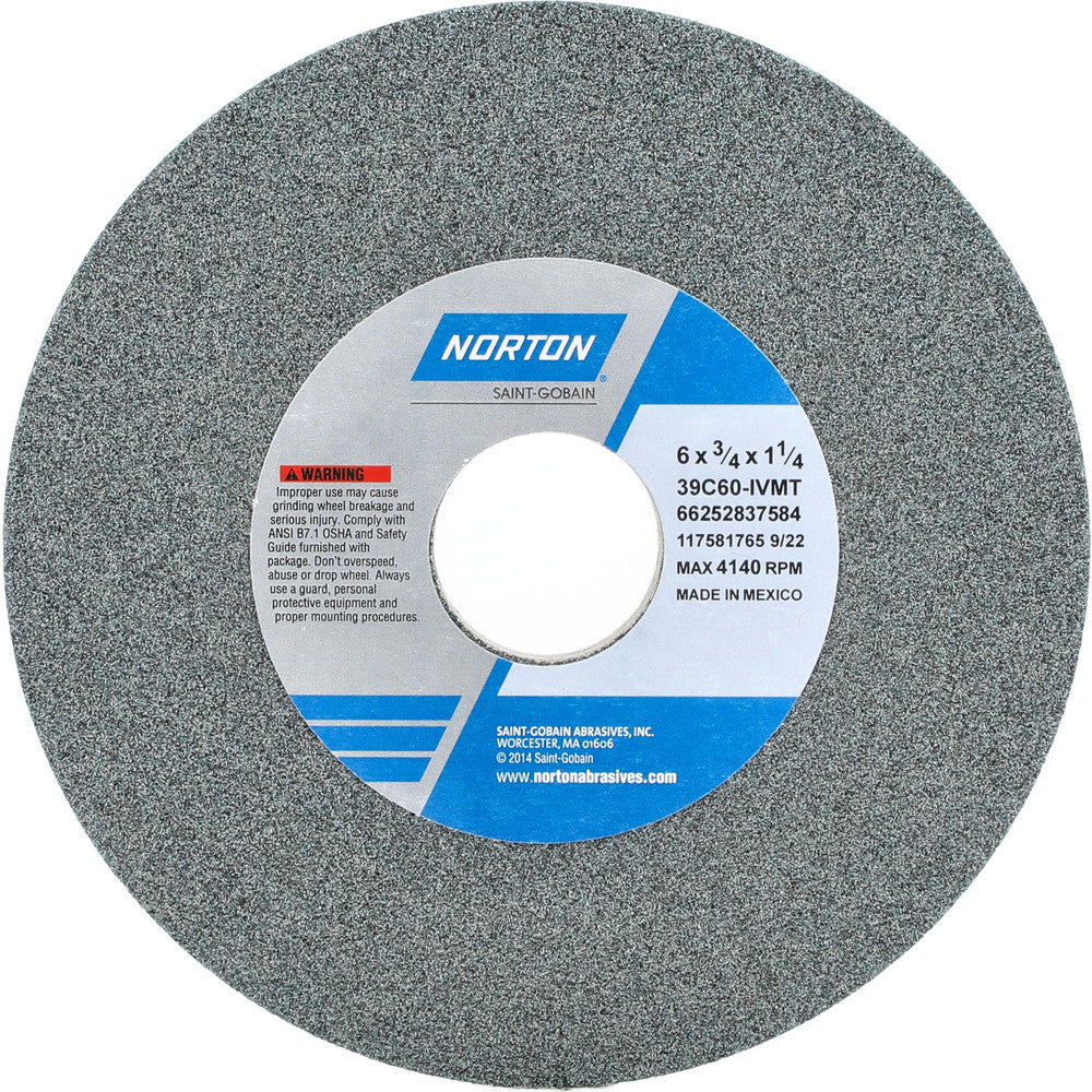 Norton 66252837584 Surface Grinding Wheel 6" Dia, 3/4" Thick, 1-1/4" Hole, 60 Grit, I Hardness