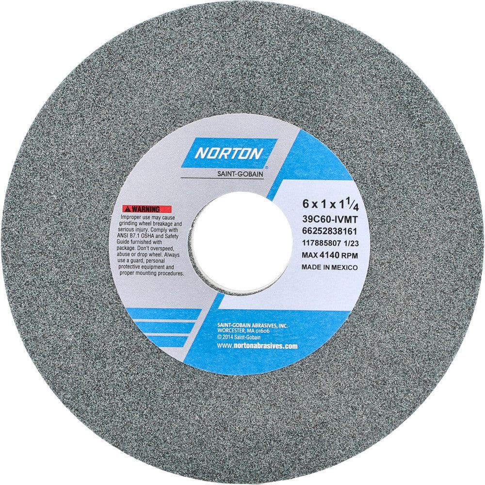 Norton 66252838161 Surface Grinding Wheel 6" Dia, 1" Thick, 1-1/4" Hole, 60 Grit, I Hardness