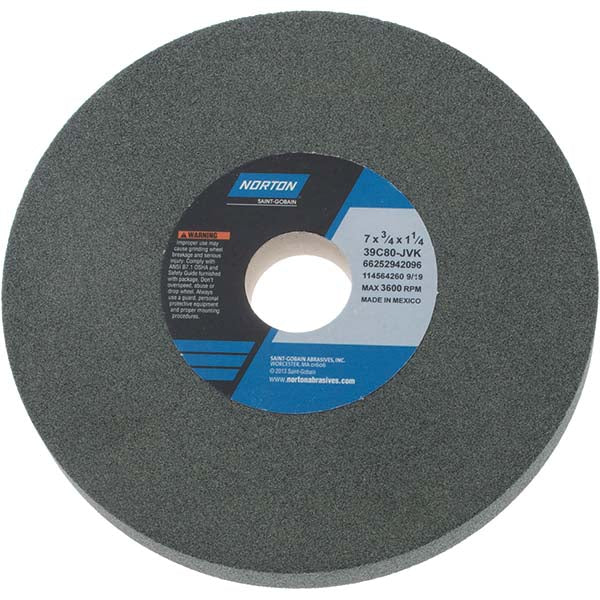 Norton 66252942096 Surface Grinding Wheel 7" Dia, 3/4" Thick, 1-1/4" Hole, 80 Grit, J Hardness