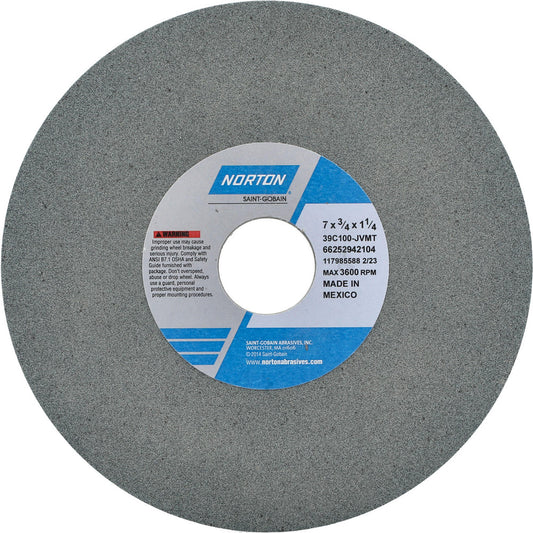 Norton 66252942104 Surface Grinding Wheel 7" Dia, 3/4" Thick, 1-1/4" Hole, 100 Grit, J Hardness