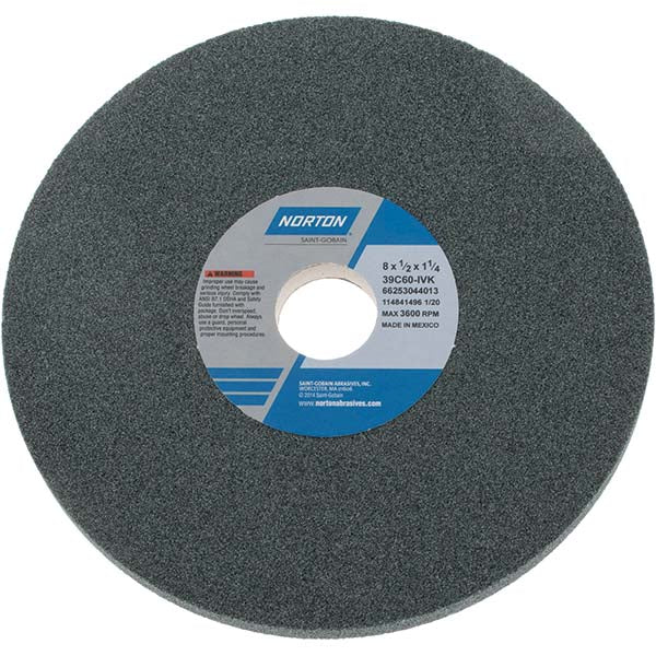 Norton 66253044013 Surface Grinding Wheel 8" Dia, 1/2" Thick, 1-1/4" Hole, 60 Grit, I Hardness