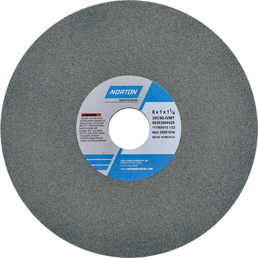Norton 66253044425 Surface Grinding Wheel 8" Dia, 1" Thick, 1-1/4" Hole, 80 Grit, I Hardness