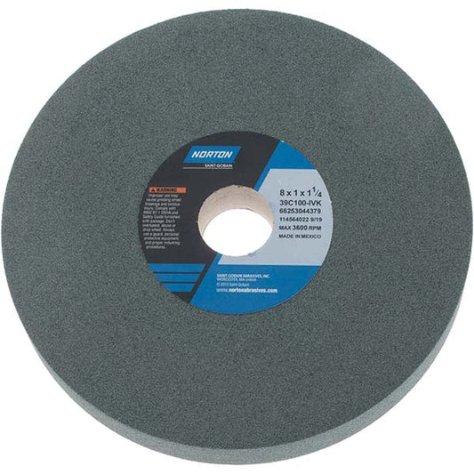 Norton 66253044379 Surface Grinding Wheel 8" Dia, 1" Thick, 1-1/4" Hole, 100 Grit, I Hardness