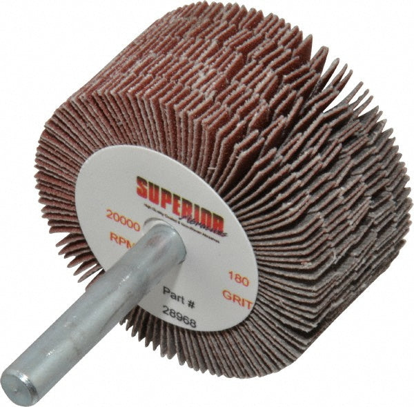 Superior Abrasives A009530 Mounted Flap Wheel 2" Dia, 1" Face Width, 180 Grit, Aluminum Oxide