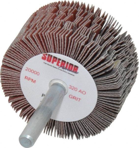 Superior Abrasives A009532 Mounted Flap Wheel 2" Dia, 1" Face Width, 320 Grit, Aluminum Oxide