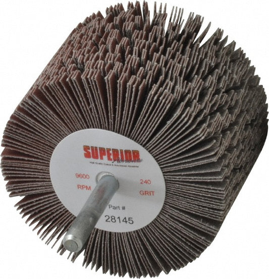 Superior Abrasives A009569 Mounted Flap Wheel 3" Dia, 2" Face Width, 240 Grit, Aluminum Oxide
