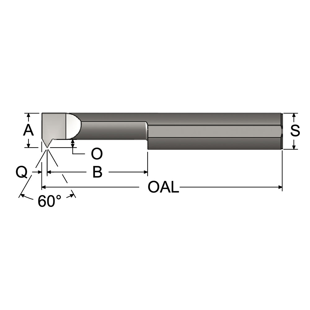Scientific Cutting Tools, Inc. TT075200A Single Point Threading Tool 0.075" Min Thread Dia, 36 to 72 TPI, 0.2" Cut Depth, Internal, Solid Carbide