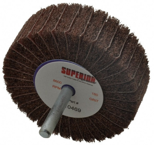 Superior Abrasives A008586 Mounted Flap Wheel 3" Dia, 1" Face Width, 180 Grit, Aluminum Oxide