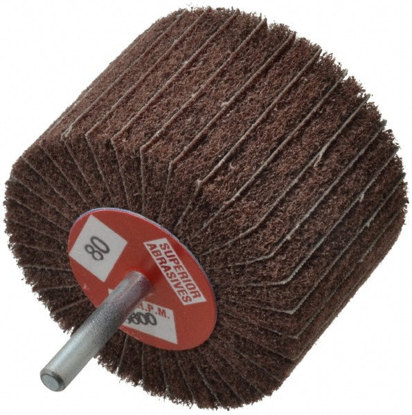 Superior Abrasives A023591 Mounted Flap Wheel 3" Dia, 2" Face Width, 80 Grit, Aluminum Oxide