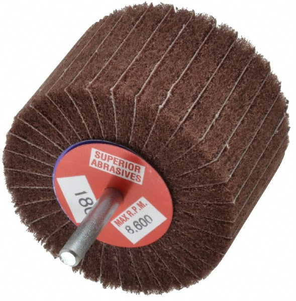 Superior Abrasives A006624 Mounted Flap Wheel 3" Dia, 2" Face Width, 180 Grit, Aluminum Oxide