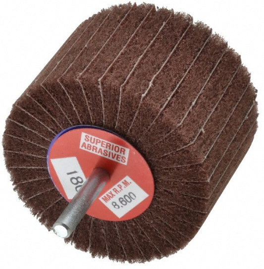 Superior Abrasives A006624 Mounted Flap Wheel 3" Dia, 2" Face Width, 180 Grit, Aluminum Oxide