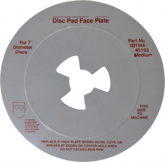 3M 45193 7" Max Diam, Abrasive Disc Face Plate