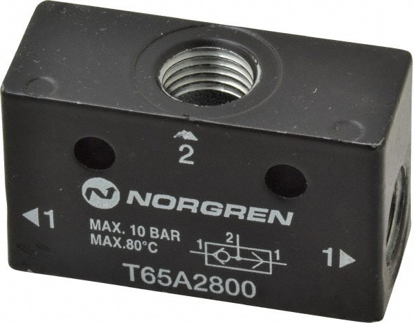 Norgren T65A2800 Air Flow Control Valve Shuttle, NPT, 1/4" Tube OD