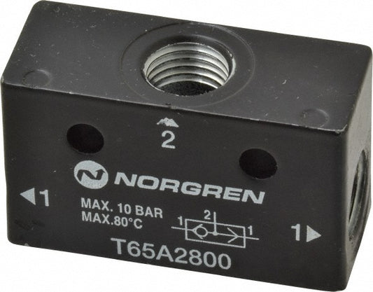 Norgren T65A2800 Air Flow Control Valve Shuttle, NPT, 1/4" Tube OD