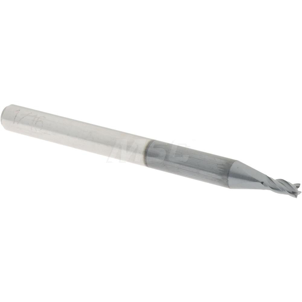 Accupro 01982164 Square End Mill 1/16'' Dia, 1/8'' LOC, 1/8'' Shank Dia, 1-1/2'' OAL, 4 Flutes, Solid Carbide