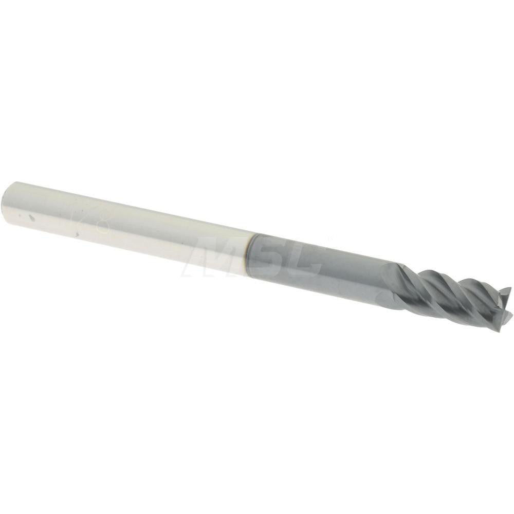 Accupro 01982230 Square End Mill 1/8'' Dia, 1/4'' LOC, 1/8'' Shank Dia, 1-1/2'' OAL, 4 Flutes, Solid Carbide