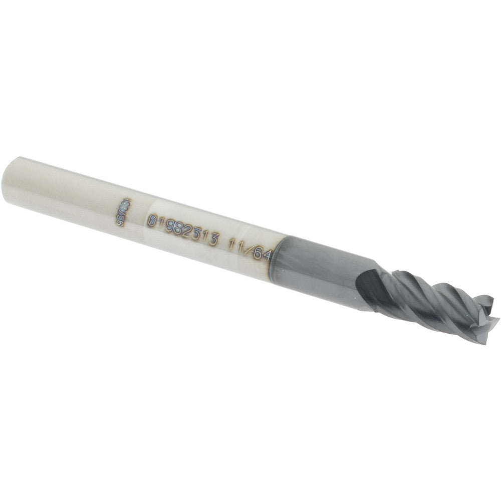 Accupro 01982313 Square End Mill 11/64'' Dia, 3/8'' LOC, 3/16'' Shank Dia, 2'' OAL, 4 Flutes, Solid Carbide