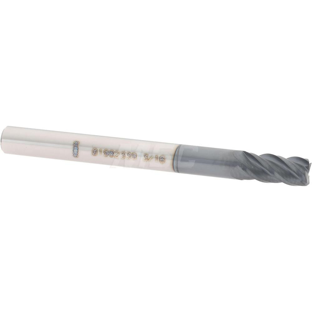 Accupro 01982339 Square End Mill 3/16'' Dia, 3/8'' LOC, 3/16'' Shank Dia, 2'' OAL, 4 Flutes, Solid Carbide