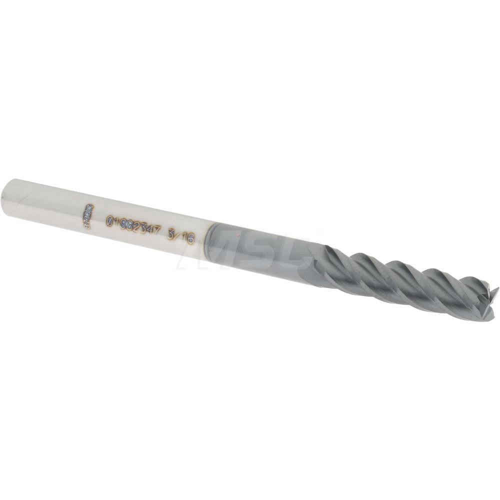 Accupro 01982347 Square End Mill 3/16'' Dia, 3/4'' LOC, 3/16'' Shank Dia, 2-1/2'' OAL, 4 Flutes, Solid Carbide
