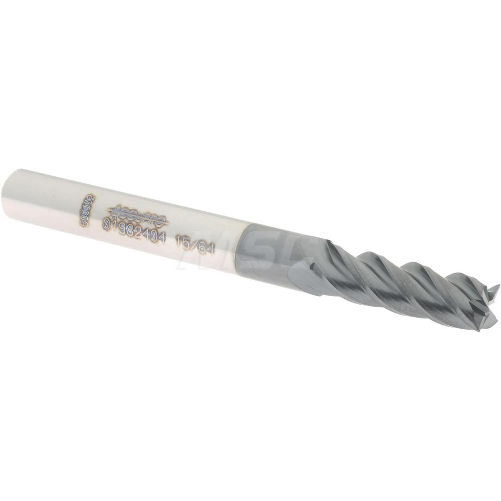 Accupro 01982404 Square End Mill 15/64'' Dia, 3/4'' LOC, 1/4'' Shank Dia, 2-1/2'' OAL, 4 Flutes, Solid Carbide