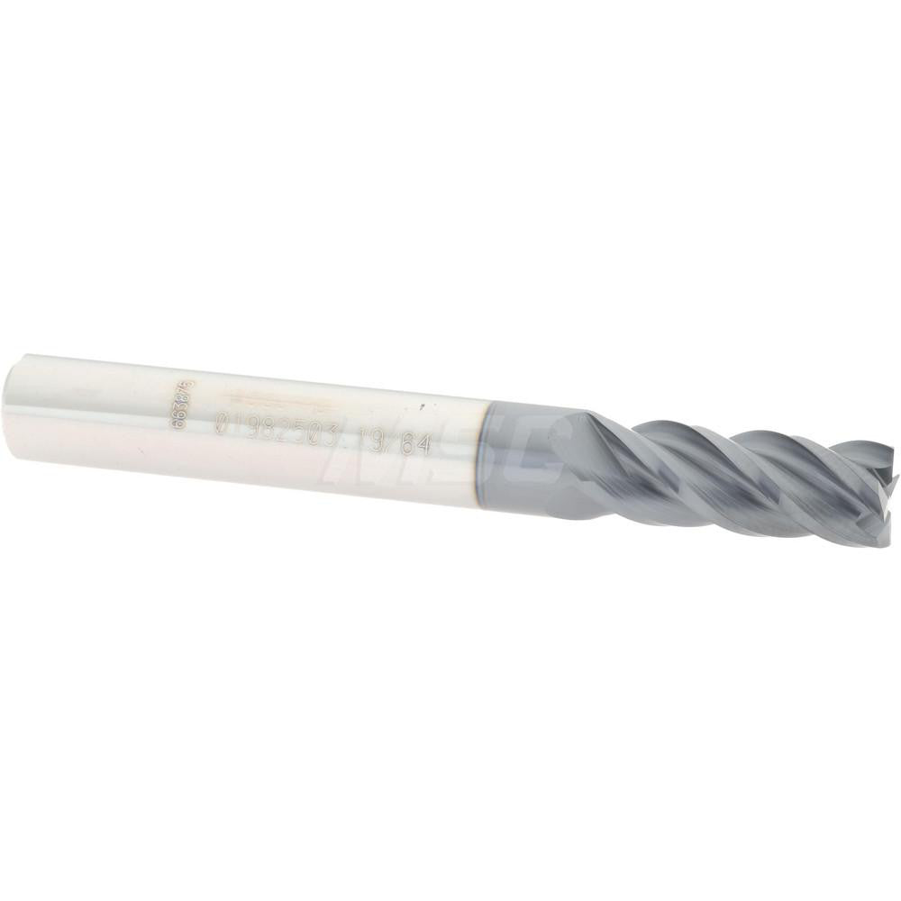 Accupro 01982503 Square End Mill 19/64'' Dia, 3/4'' LOC, 5/16'' Shank Dia, 2-1/2'' OAL, 4 Flutes, Solid Carbide