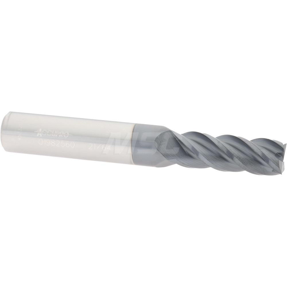 Accupro 01982560 Square End Mill 21/64'' Dia, 7/8'' LOC, 3/8'' Shank Dia, 2-1/2'' OAL, 4 Flutes, Solid Carbide