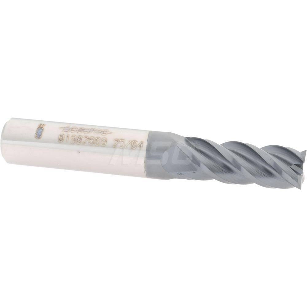 Accupro 01982669 Square End Mill 25/64'' Dia, 1'' LOC, 7/16'' Shank Dia, 2-3/4'' OAL, 4 Flutes, Solid Carbide