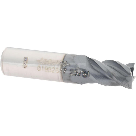 Accupro 01982677 Square End Mill 25/64'' Dia, 5/8'' LOC, 7/16'' Shank Dia, 2'' OAL, 4 Flutes, Solid Carbide