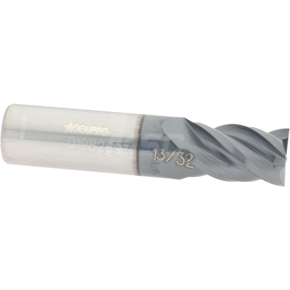 Accupro 01982693 Square End Mill 13/32'' Dia, 5/8'' LOC, 7/16'' Shank Dia, 2'' OAL, 4 Flutes, Solid Carbide