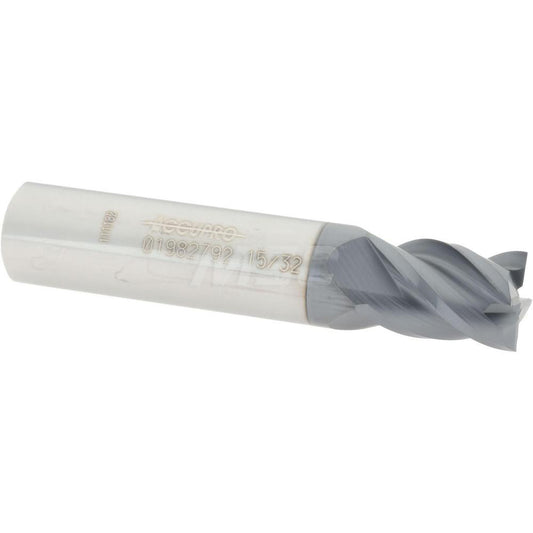 Accupro 01982792 Square End Mill 15/32'' Dia, 5/8'' LOC, 1/2'' Shank Dia, 2-1/2'' OAL, 4 Flutes, Solid Carbide