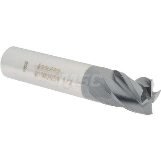 Accupro 01982834 Square End Mill 1/2'' Dia, 5/8'' LOC, 1/2'' Shank Dia, 2-1/2'' OAL, 4 Flutes, Solid Carbide