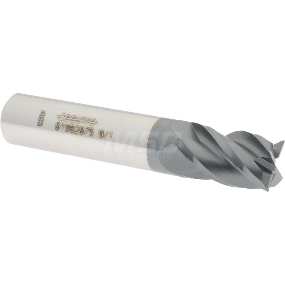 Accupro 01982875 Square End Mill 9/16'' Dia, 7/8'' LOC, 9/16'' Shank Dia, 3'' OAL, 4 Flutes, Solid Carbide