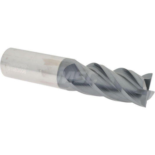 Accupro 01983006 Square End Mill 1'' Dia, 2-1/4'' LOC, 1'' Shank Dia, 5'' OAL, 4 Flutes, Solid Carbide