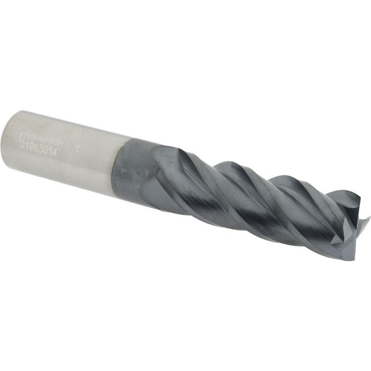 Accupro 01983014 Square End Mill 1'' Dia, 3'' LOC, 1'' Shank Dia, 6'' OAL, 4 Flutes, Solid Carbide