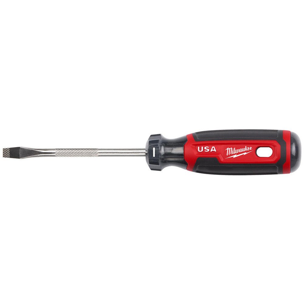 Milwaukee Tool MT206 Slotted Screwdrivers Blade Width (Inch) 1/4  Blade Length (Inch) 4  Overall Length (Decimal Inch) 8.3000  Handle Type Comfort Grip Cushion Grip  Handle Length (Inch) 4.3000  Shank Type Straight