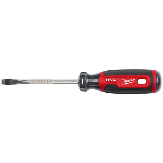 Milwaukee Tool MT206 Slotted Screwdrivers Blade Width (Inch) 1/4  Blade Length (Inch) 4  Overall Length (Decimal Inch) 8.3000  Handle Type Comfort Grip Cushion Grip  Handle Length (Inch) 4.3000  Shank Type Straight