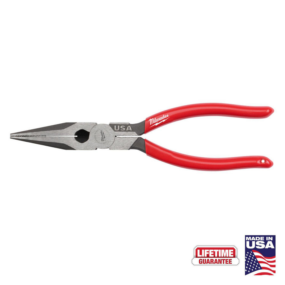 Milwaukee Tool MT505 Long Nose Pliers Pliers Type Long Nose Pliers  Type Long nose  Jaw Texture Crosshatch  Jaw Length (Inch) 2-3/4  Jaw Length (Decimal Inch) 2.7500  Jaw Width (Inch) 1/2